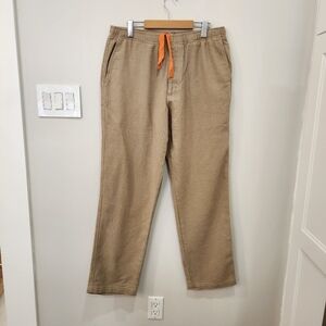 VTG Territory Ahead Pants Men's L Tan 32 Zephyr Cotton Basket-Weave Drawstring